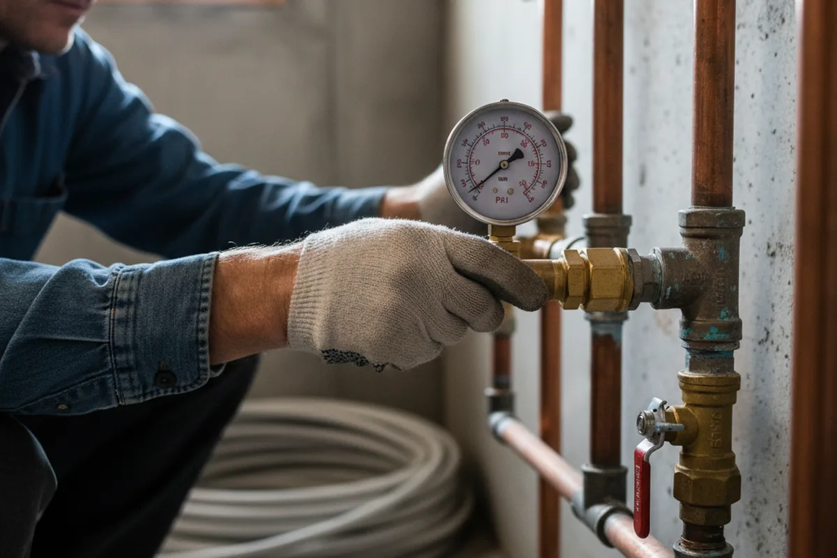 Pressure testing a repaired line during Water Line Repair in Lockport